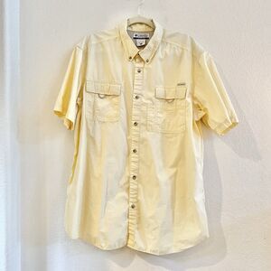 Columbia Shirt Mens XLarge Yellow Casual Button Up Short‎ Sleeve XL